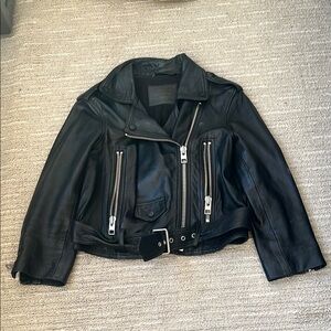 All Saints Black Leather Biker Jacket